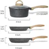 Cookware Sets JEETEE Pots And Pans Set Nonstick Induction Granite Coating With 8 Inch & 9.5 Frying Pan Saucepan Lid