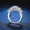 18k Plated 36CT All Rings for Women 5 Stones Sparkling Diamond Wedding Band S925 Sterling Silver Jewelry GRA 240113