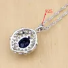 Necklaces Blue Cubic Zirconia White Cz Sterling Sier Jewelry Sets for Women Earrings Pendant Necklace Rings Free Gifts Box