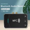 Adaptateurs Tebe Nfc Blootooth 5.0 Récepteur 3,5 mm Aux Rca Jack Hifi Stéréo Adaptateur audio sans fil Prise en charge de la lecture USB pour haut-parleur de voiture Dvd