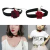 Tocados Moda Rosa Flor Gargantilla para mujer Accesorio Punk Gótico Suave Collar Negro Chica Cuello Joyería Regalo