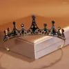 Klipy do włosów księżniczka tiara korona dla dziewcząt kobiety przyjęcie weselne akcesoria nośne zielone czarne kryształowe urodziny mujer