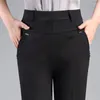 Pantalon femme pantalon été Stretch taille mère mince droit moyen vieille femme grande taille solide décontracté 5XL