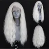 Fanxition White Loose Body Wave Syntetic Long Wavy Lace Front S For Women Cosplay Costume Party Hair 240113