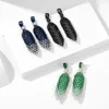 Boucles d'oreilles pendantes vert bleu noir goutte d'eau pour femmes, longues déclarations géométriques, bijoux de soirée, cadeau de mariage