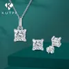 Sieraden Set voor Vrouwen Princess Cut D Kleur Diamant 925 Sterling Zilveren Hanger Ketting Stud Oorbel met Certificaat 240113