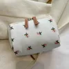 Sacs à cosmétiques Mini sac à main portable en nylon avec fermeture éclair Floral/ours Sac de maquillage Organisateur Mode douce pour femmes et filles Accessoires de voyage