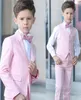 Pojke 4 stycken rosa kostym bröllop tuxedos topp lapel en knapp pojke formell bär barn kostymer för prom party anpassade madeblazerpantsve3907887