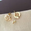 Boucle d'oreille en or pour femmes, clou de blé, de styliste, aile d'ange, marque de luxe, Design de lettres, bijoux à la mode, sans boîte