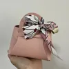 Leather Gift Bag for Wedding Favors Candy Box Personalized bow tie Eid Mubarak Portable Jewelry Packaging Bags wholesale 240113