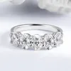 Smyoue 46mm Oval Cut Volledige Ring voor Vrouwen 5 Stone Lab Diamond Half Band Luxe Sieraden 925 Sterling Zilver 240113