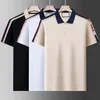 2024 Włochy projektanci marki koszulka T koszule wąż pszczoła haft kwiecisty męskie polo Polos High Street Stripe Print Polo T-shirt