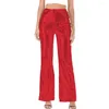 Women's Pants See-through Sequin Trousers High Waist Flared Hem For Nightclub Party Performance Women