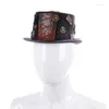 Berets Top Hat Steampunk Gear Gothic Victorian Halloween Women Small Brim Head Fedora Magician Cap Stage Performances