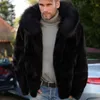 Cappotto di pelliccia sintetica da uomo moda autunno inverno spesso caldo ragazzo duro collo di pelliccia artificiale giacca con cappuccio maschile soffici cappotti 240113