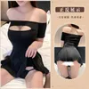 Casual Dresses Sexy Hollow Out Temptation Uniform Passionate Nightwear Off Shoulder Backless Short Solid Chest Wrapping Summer Dress Women
