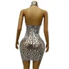 Scen Wear Silver Mirrors Party Dress Sexig grimma Kvällsklänningar Kvinnor Firar Festival Outfit Singer Gogo Dance Costume XS7380