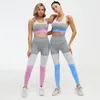 Actieve sets Naadloze yogaset Dames Fitness sportbeha en leggings 2-delige gymkleding voor trainingspak Sportpak