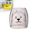 Verres à vin 1x dessin animé mignon ours/chien tasse de jus de lait joli cadeau créatif tasse à café en double verre pour le festival saint valentin bureau à domicile