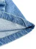 DEAT Fashion Damska spódnica wysoka talia trójwędziowy kwiat róży Asymetryczne niebieskie jeansowe krótkie spódnice Summer 2024 17A8357 240113