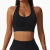 Halterneck Sports Bra Tank Top Women Gym Fitness Running Shockproof Elasticity Yoga Stretch Pull Up Vest Underwear 240113