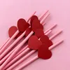 Disposable Cups Straws 1 Set Red Heart Shape Paper Drinking Straw For 2024 Birthday Party Wedding Decoration Supplies Baby Shower