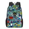 Sacos anime graffiti adesivo padrão crianças saco de escola meninas meninos casual saco de livro adolescente mochila diária mulher homens mochilas de viagem