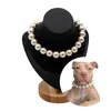 Dog Collars Pearl For Small Dogs Cats Pet Necklace Jewelry Chihuahua Yorkie Girl Clothing Dress Costume Accessories Wire Rope