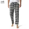 Erkekler Beyaz Beyaz Siyah Ekose Pijama Alt Pantolon Erkekler Uzanıyor Rahat Rahat Yumuşak Pamuk Pazen Pazen Evde Giyim Nefes alabilen Pijama Homme