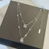 Luxury Pendant Necklace Brand Designer Top S925 Sterling Silver Water Drop Square Zircon Double Layer Multi Charms Chain Choker for Women Jewelry Party Gift Bzyh