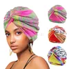 Nya muslimska kvinnor satinfodrad kors ruffle turban hijab bonnet headwear scarf beanie cap elastic twist cap caps headwrap