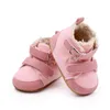 Сапоги для девочек, однотонные, зимние, милые, теплая детская прогулочная обувь до щиколотки для малышей