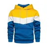 Autumn and Winter Blue Street Casual Sports Hoodie with Loose Side Seam Pockets and Color Blocking Youth Hoodie