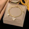 Link Bracelets 316L Stainless Steel Fashion Fine Jewelry Embed Natural Seashells Heartbeat Shape Of Love Charm Chain For Women