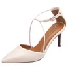 Sandals 7cm Hollow Pointed Toe Pointy Buckle High Heels Ankle Strap Women Shoes