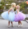 Söt prinsessan bollklänning Flower Girl Dresses hösten 2018 Juvel Shiny Silver Sequined Bodice Kne Length Puffy Tulle kjol Kids Weddin8706378