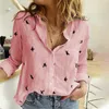 Women's Blouses Birds Print Shirts 35% Cotton Long Sleeve Female Tops 2024 Spring Summer Loose Casual Office Ladies Shirt 5XL