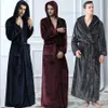 Men Hooded Long Thermal Bathrobe Plus Size Winter Flannel Thickening Warm Kimono Bath Robe Male Dressing Gown Mens Robes 240113