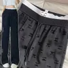 2024SS Women Pants Designer Byxor Fashion Letter Mönster Casual Pantes Luxury Padded High-midjiga raka byxor CH