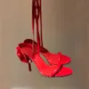 Sandali a spillo rosa Scarpe eleganti da festa Cinturino alla caviglia in vera pelle Punta aperta Tacchi alti Sandali firmati di lusso per scarpe da sposa da donna Con scatola