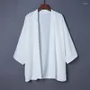 Etnisk kläder Fashion Spring Summer Plain Color Coat Japanese Kimono Cardigan Haori For Woman Man Loose Thin Outter plagg