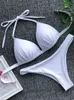 Halter Bra Cup Bikini Sexy Swimsuit Female White Swimwear Women Push up Bikini set Brazilian Bathing Suit Bandeau Swim suit 240113