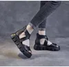 Sandales chaussures pour femmes 2024 rétro été croix véritable compensées plate-forme gladiateur Cool bottes