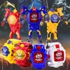 クリエイティブチャイルドウォッチトランスフォーマー電子ウォッチキッズ変形ロボットウォッチベビー教育おもちゃの少年時計時計時計240113