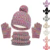 Cappello invernale per bambini Guanti Sciarpa Set Cappelli per bambini per bambina con pompon Scaldacollo in maglia Guanti ghetta Foderato in pile Set 240113