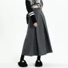 Винтажная серая юбка средней длины, весна-лето, плиссированный зонтик с высокой талией, модная модная одежда Y2k, женская одежда в корейском стиле 240113