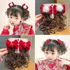 Acessórios de cabelo ano estilo chinês vintage menina hairpin princesa longa borlas headband crianças vermelho tradicional flor headwear