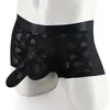 Onderbroek Heren Sexy Split Platte Pijpen Broek Set Boxershorts Dunne Liefde Jacquard Olifant Trunk Ondergoed En