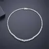 Collier de tennis de mariée, bijoux de luxe étincelants, or blanc 18 carats, coupe ronde, topaze Cz, diamant, pierres précieuses, pendentif pour femme, cadeau pour amoureux, meilleure vente