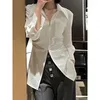 Blouses pour femmes 2024 élégant style coréen esthétique femme manches longues fermeture éclair hauts bureau dame vintage mode y2k chemises noires